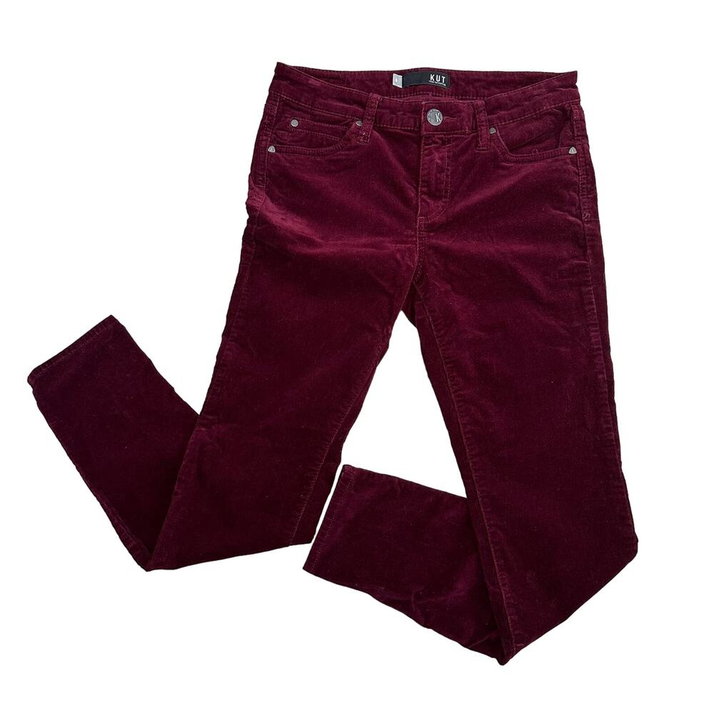 Kut From The Kloth "Diana" Skinny Wine/Burgundy Corduroy Pants WMNS 6 Mid Rise